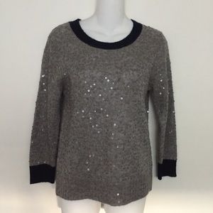 J. Crew Grey & Navy Sweater w/Sequins Size S Acrylic Wool Mohair